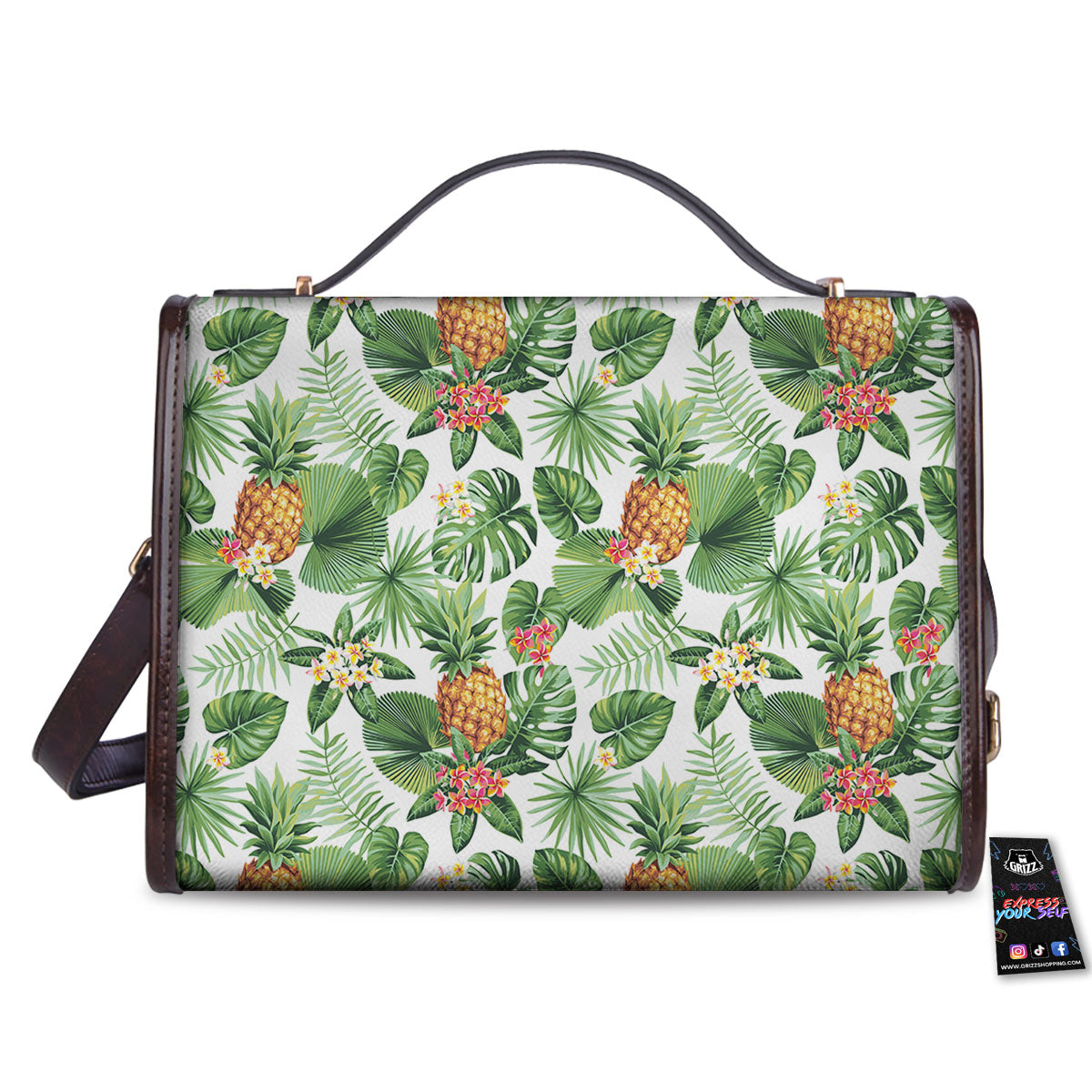 Hawaii Leaves Pineapple Print Pattern Women's Satchel Bag - Image 2
