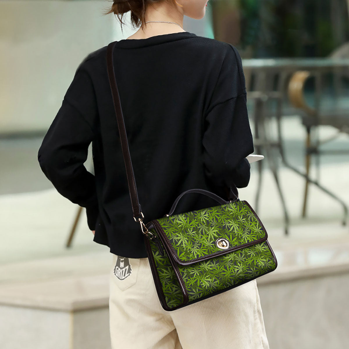 Pattern Leaf Marijuana Print Women's Satchel Bag - Image 3
