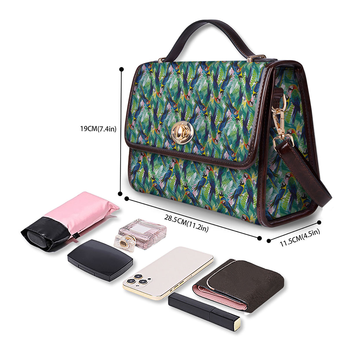 Parrot Macaw Print Pattern Women's Satchel Bag - Image 4