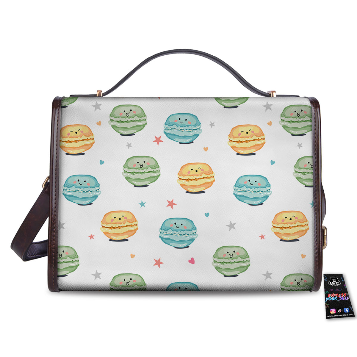 Happy Macarons Print Pattern Women's Satchel Bag - Image 2