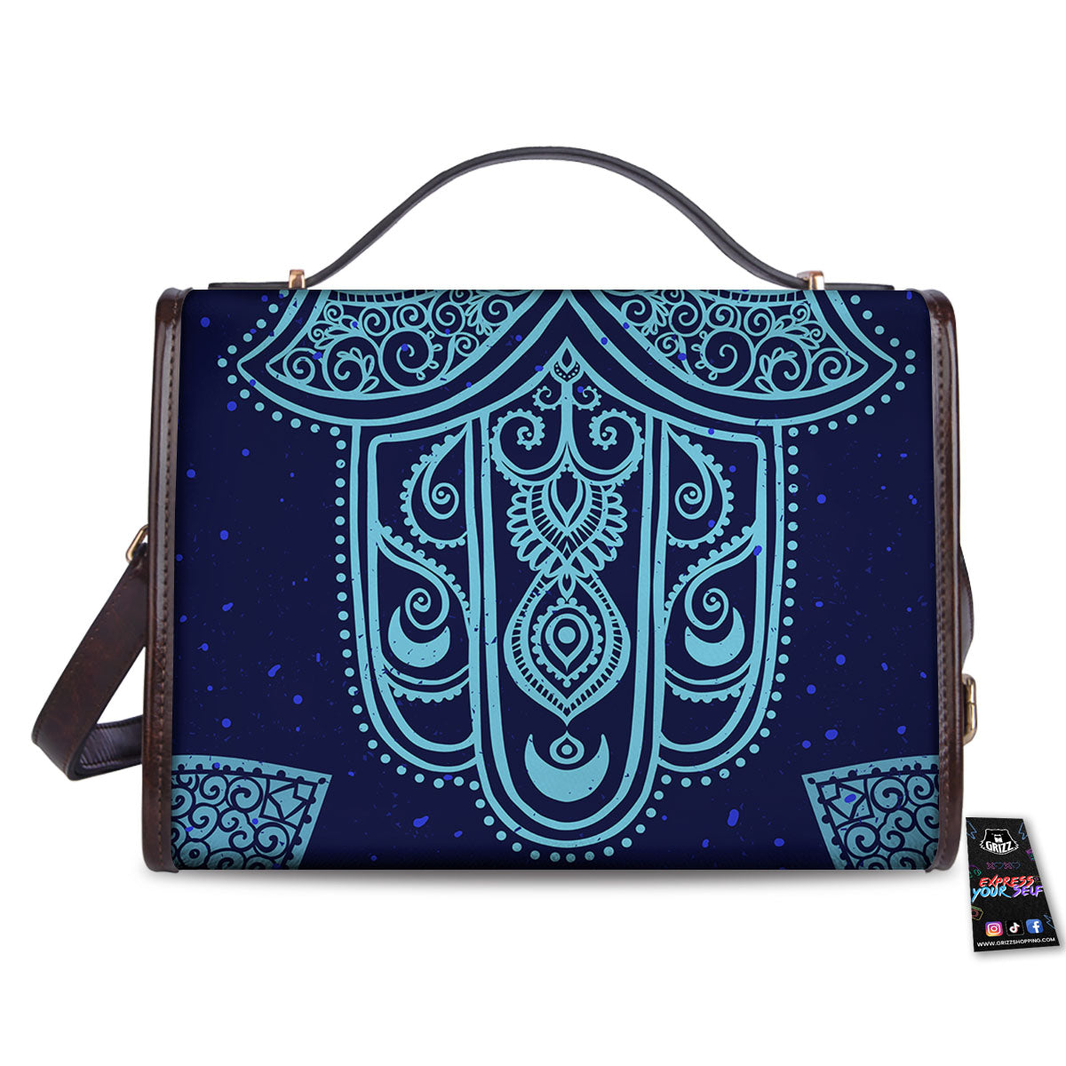 Hand Indian Hamsa Print Women's Satchel Bag - Image 2