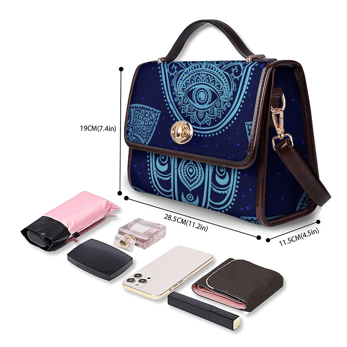 Hand Indian Hamsa Print Women's Satchel Bag - Image 4
