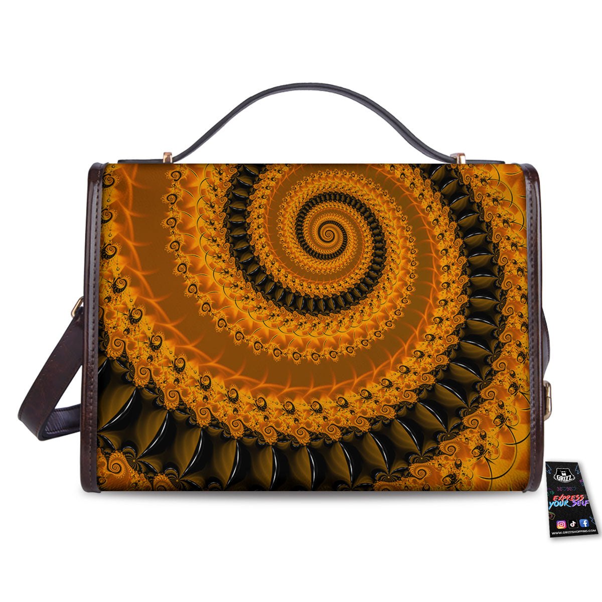 Fractal Orange Print Women's Satchel Bag - Image 2