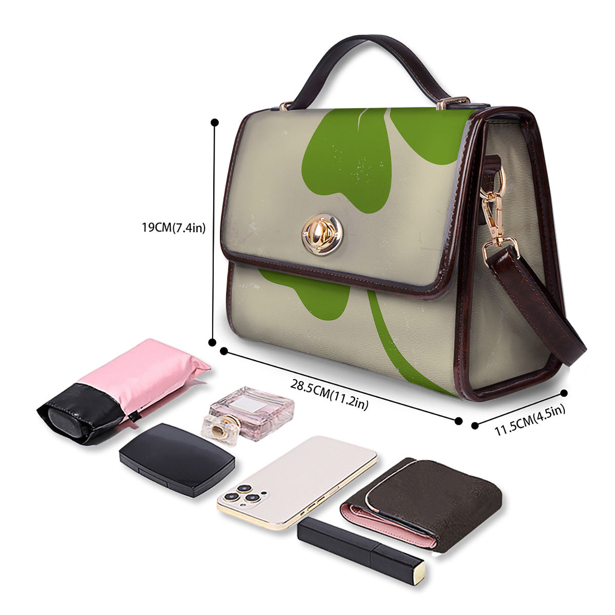 Four Leaf Clovers Irish Print Women's Satchel Bag - Image 4