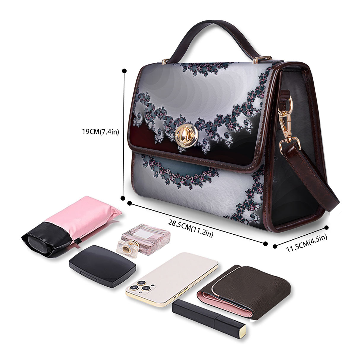 Fractal Infinite Print Women's Satchel Bag - Image 4