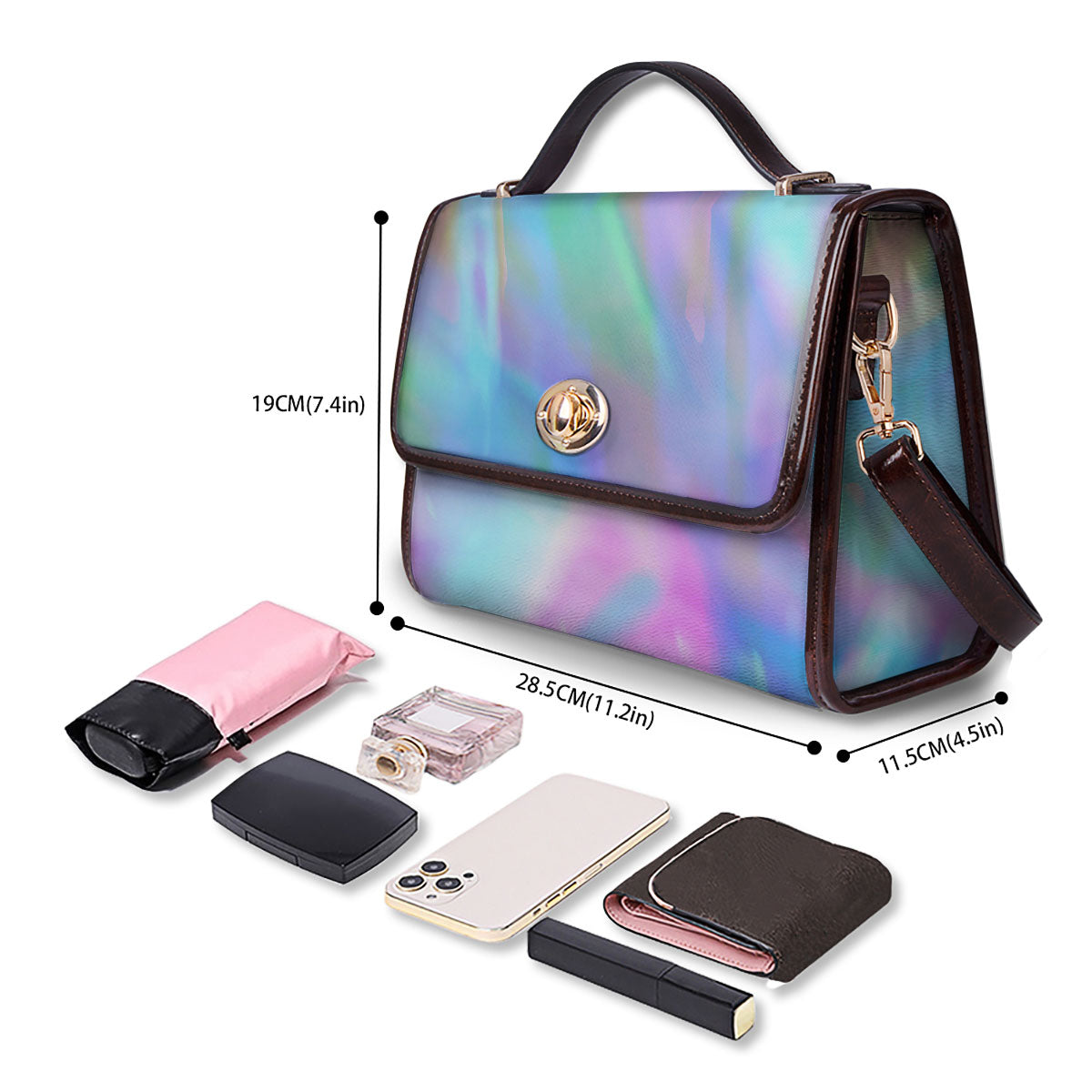 Foil Holographic Print Women's Satchel Bag - Image 4