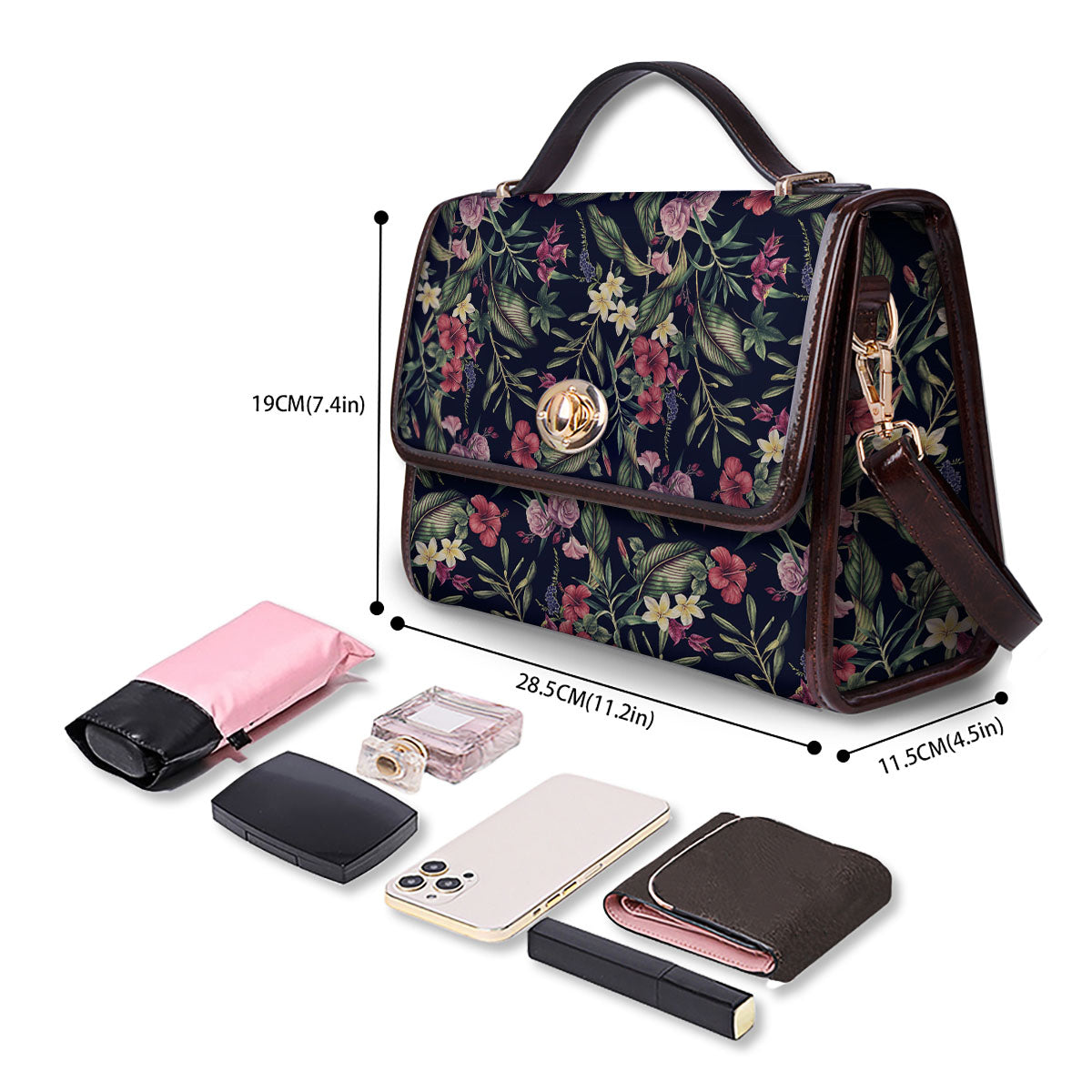 Flowers Hawaiian Tropical Print Pattern Women's Satchel Bag - Image 4