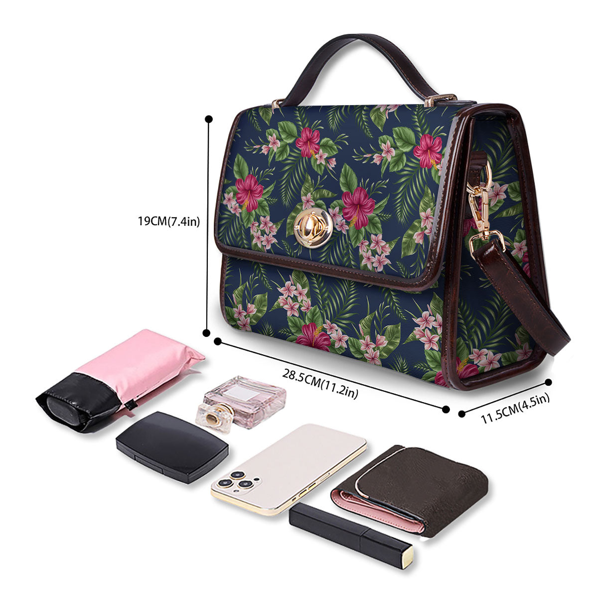 Flowers Hibiscus Plumeria Print Pattern Women's Satchel Bag - Image 4