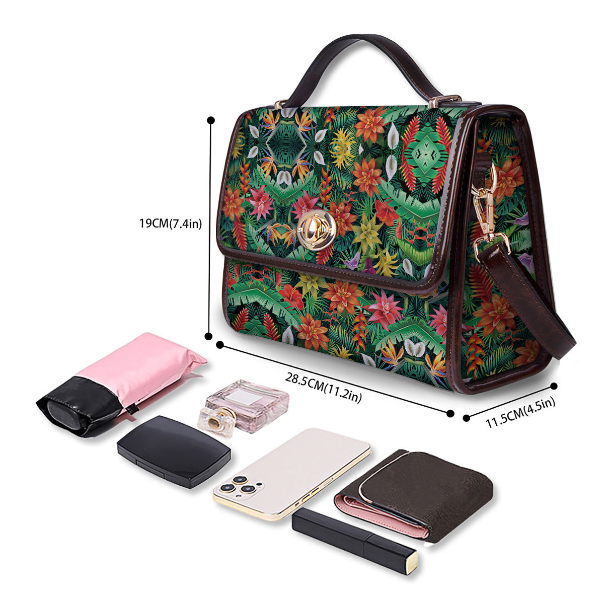 Flowers Hawaiian Floral Print Pattern Women's Satchel Bag - Image 4