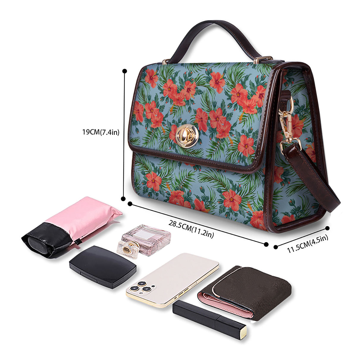 Flowers Hawaiian Hibiscus Print Pattern Women's Satchel Bag - Image 4