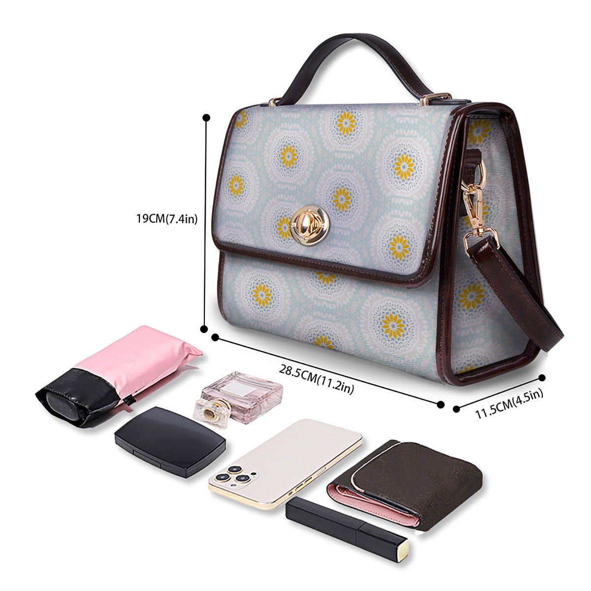 Floral Bohemian Pastel Print Pattern Women's Satchel Bag - Image 4