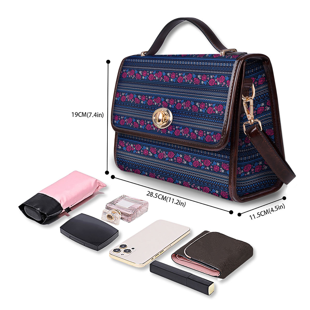 Ethnic Rose Native Tribal Print Pattern Women's Satchel Bag - Image 4