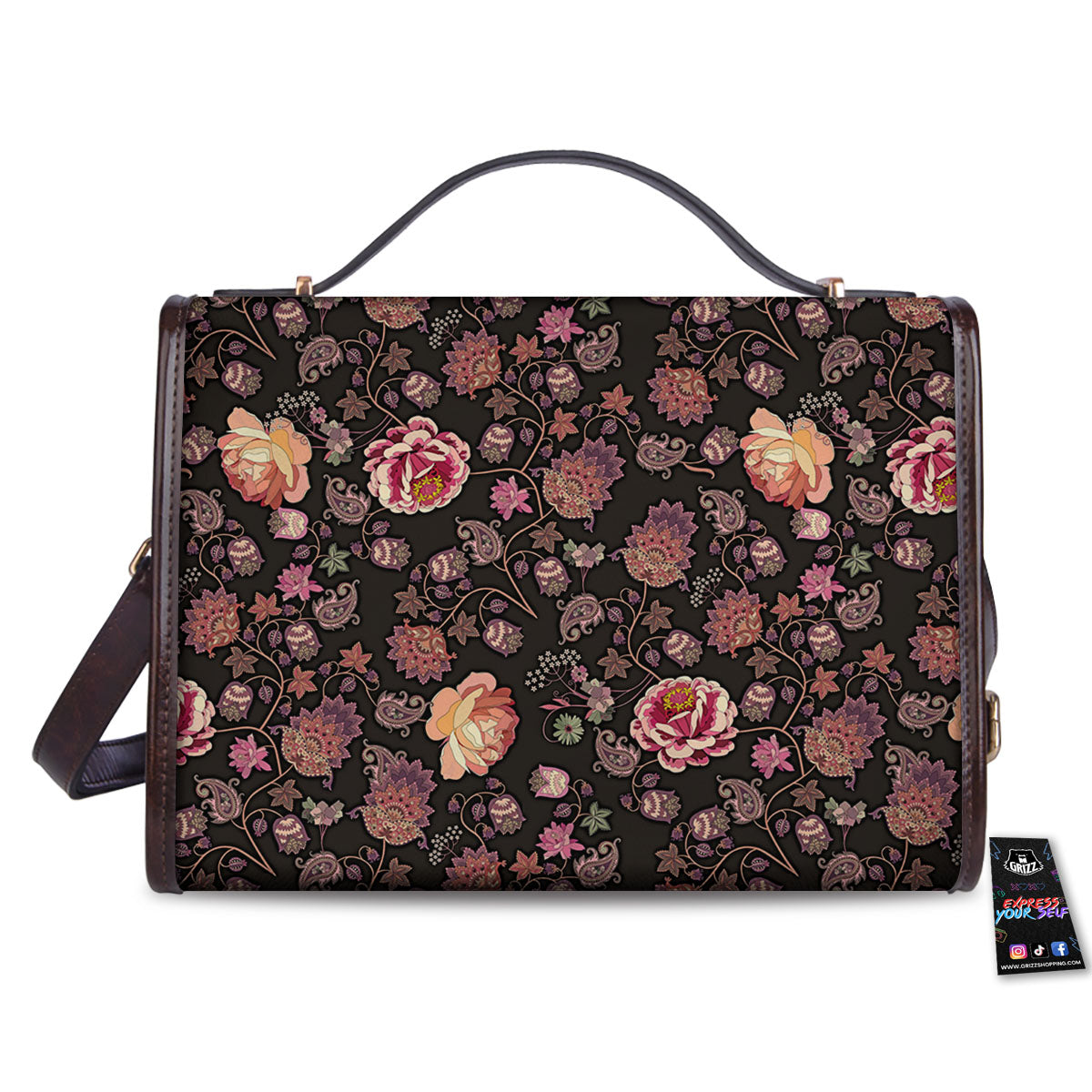 Paisley Indian Rose Print Pattern Women's Satchel Bag - Image 2