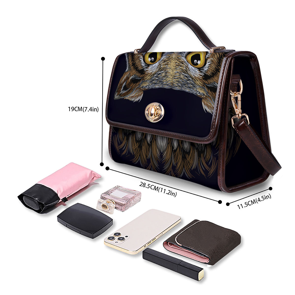 Owl Portrait Print Women's Satchel Bag - Image 4