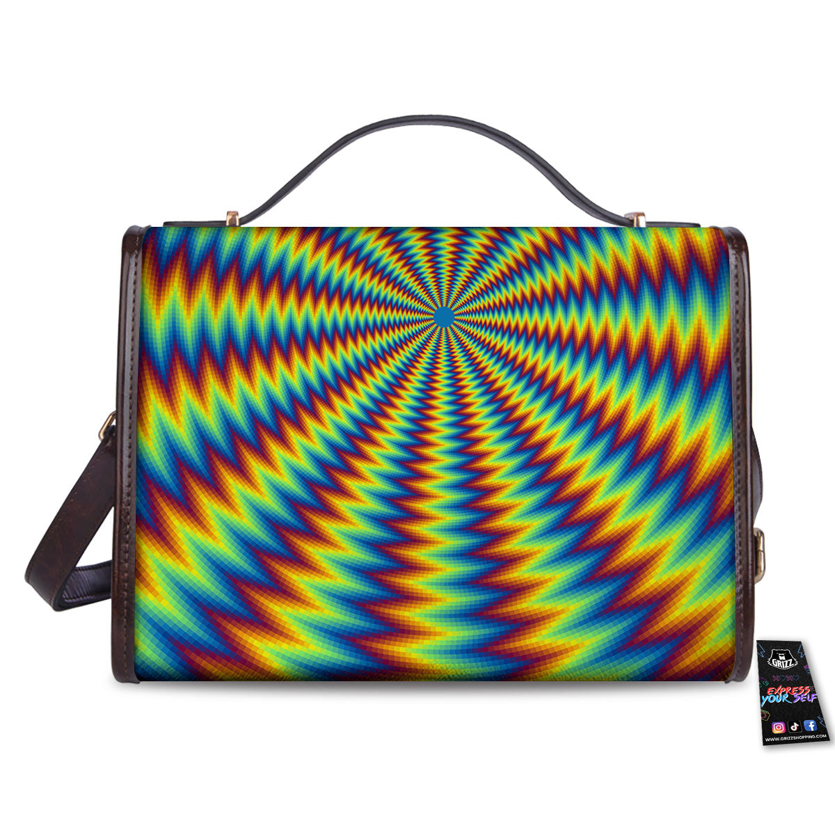 Optical Illusion Octagonal Psychedelic Women's Satchel Bag - Image 2