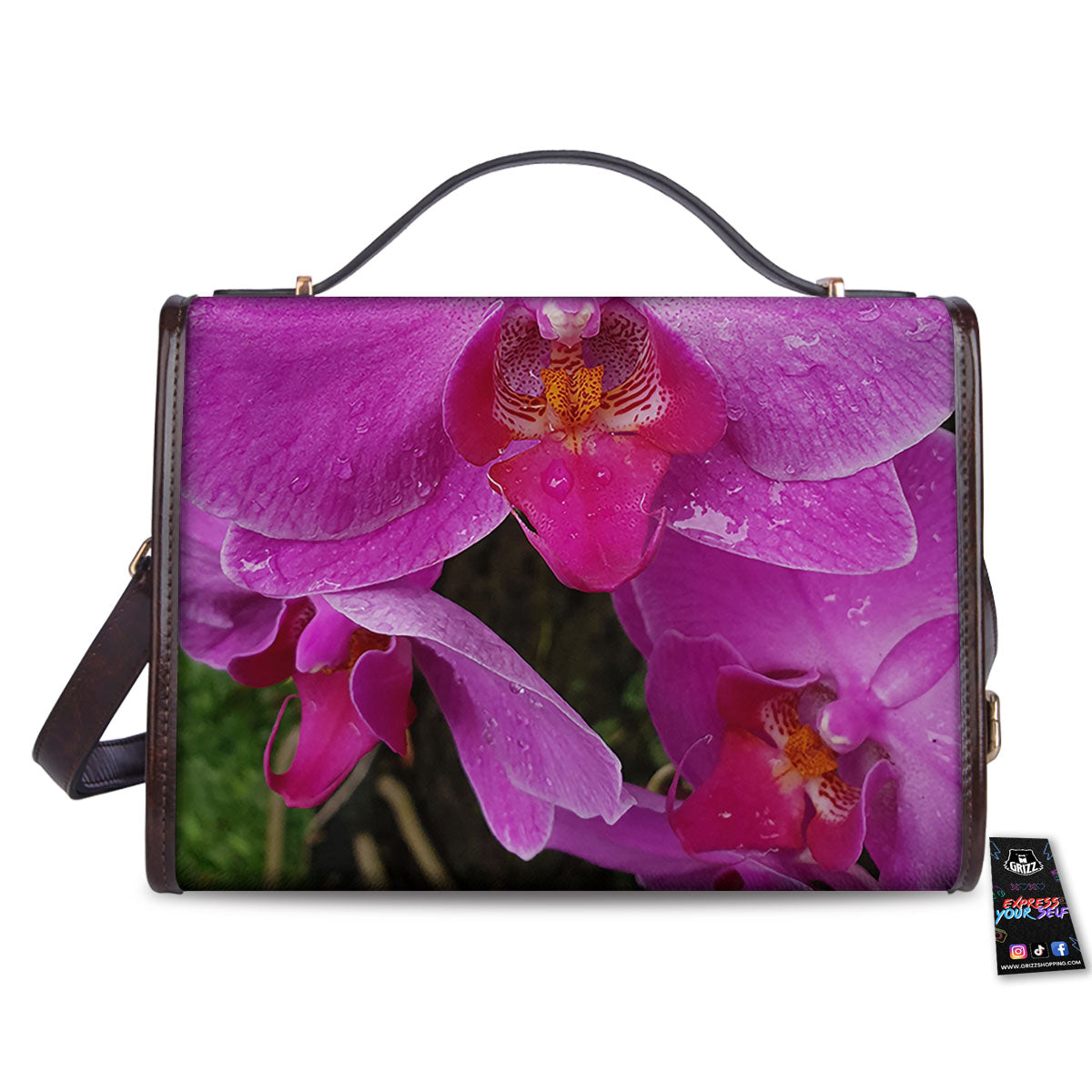 Orchid Flower Magenta Print Women's Satchel Bag - Image 2