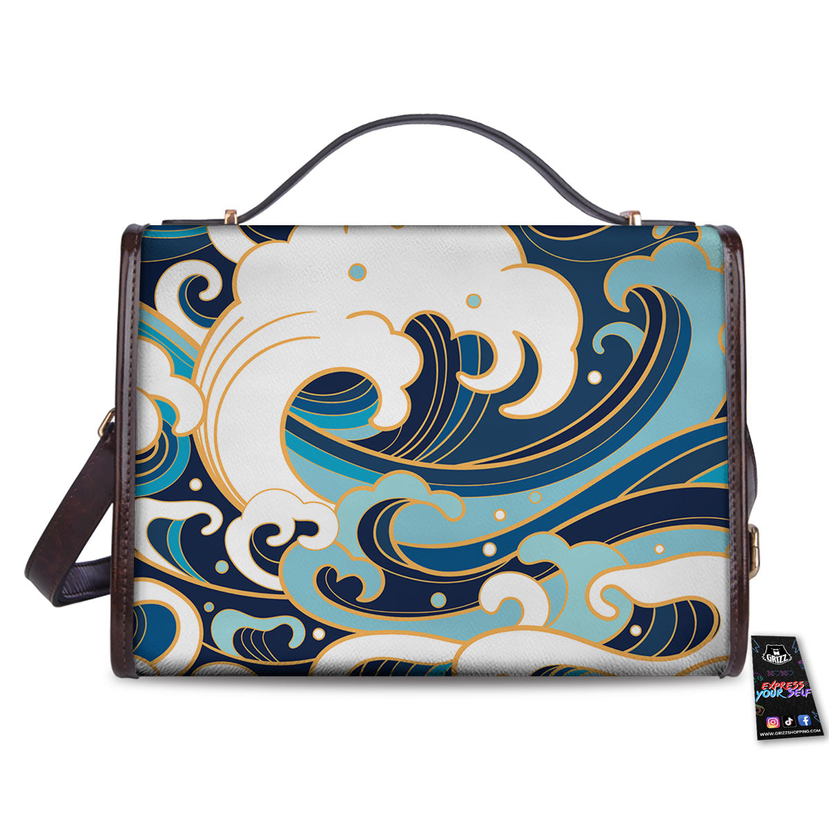 Ocean Wave Print Women's Satchel Bag - Image 2