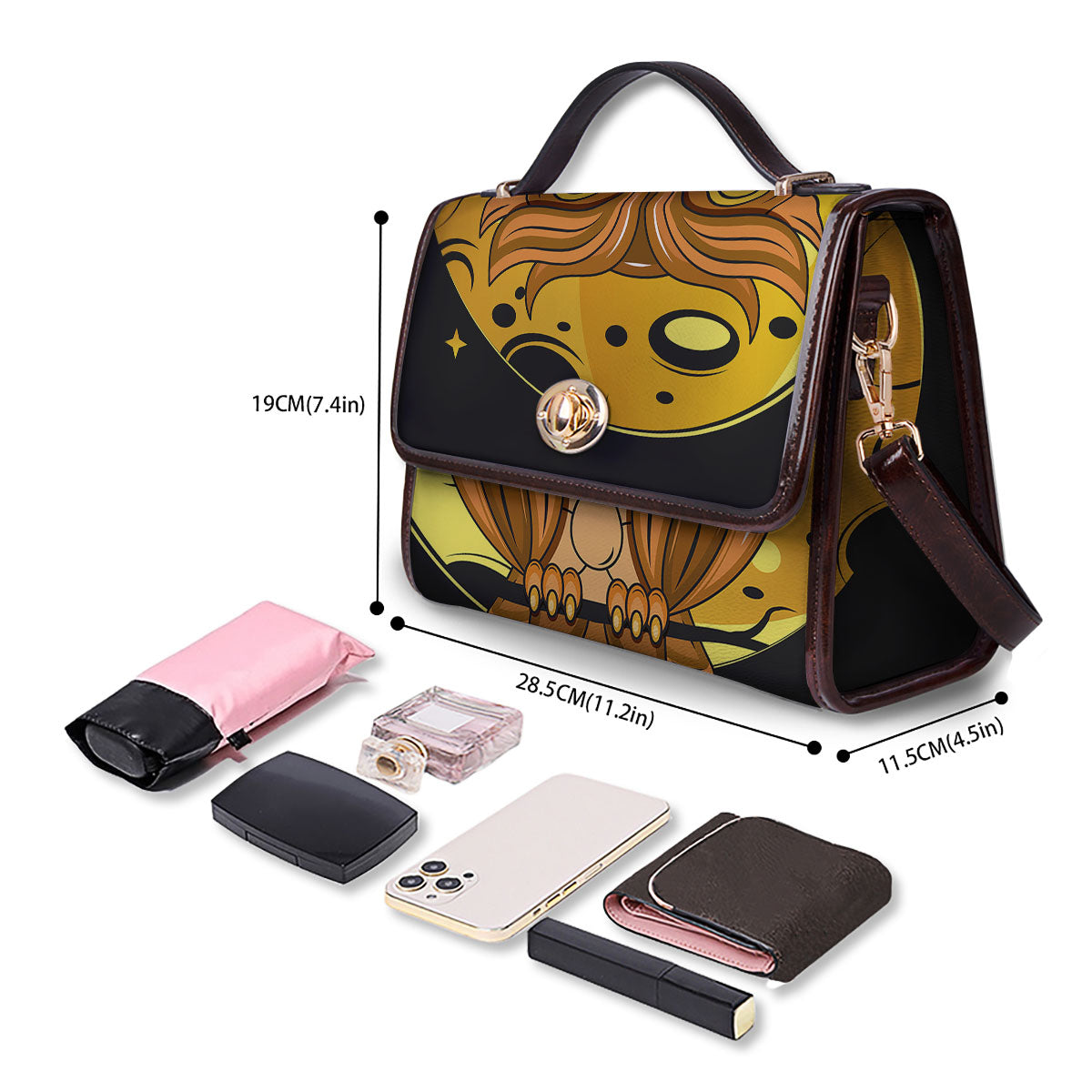 Owl At Night Print Women's Satchel Bag - Image 4