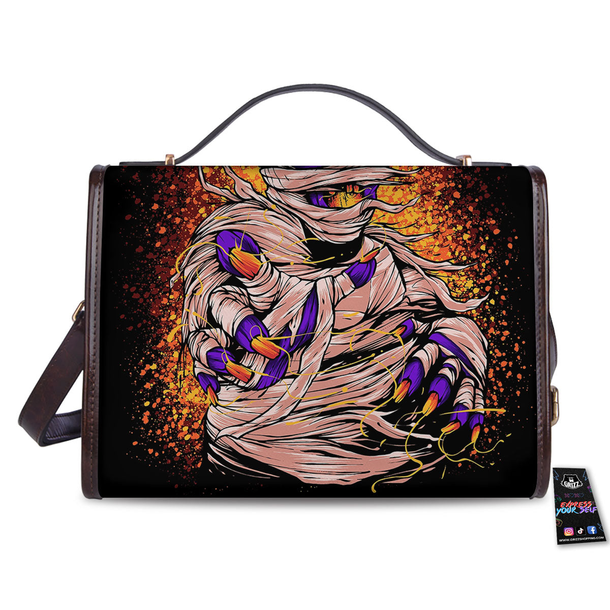 Mummy Halloween Print Women's Satchel Bag - Image 2
