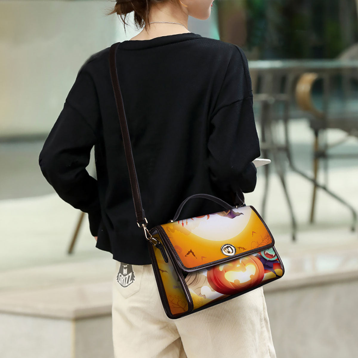 Moonlight Halloween Print Women's Satchel Bag - Image 3