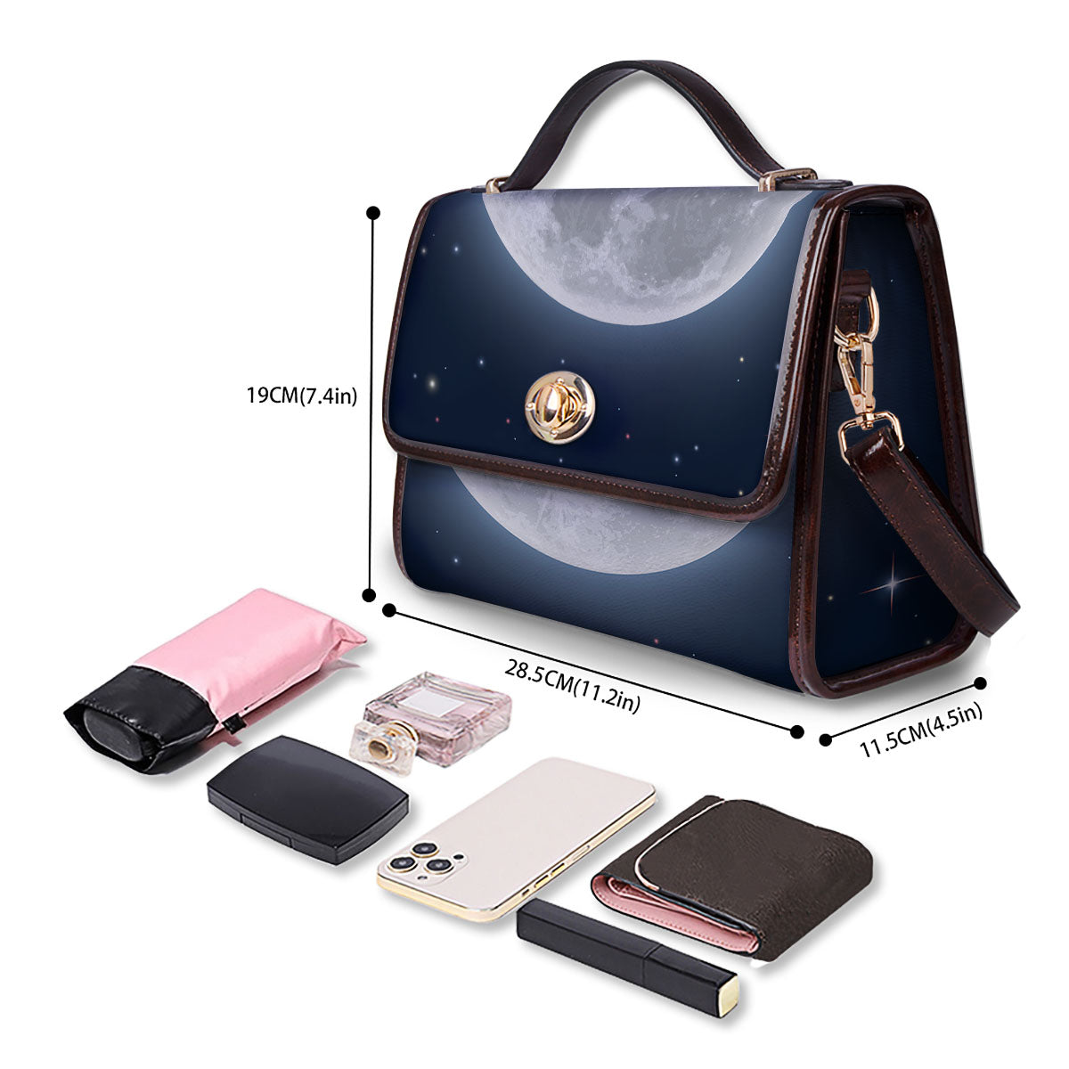 Moonlight And Night Sky Print Women's Satchel Bag - Image 4