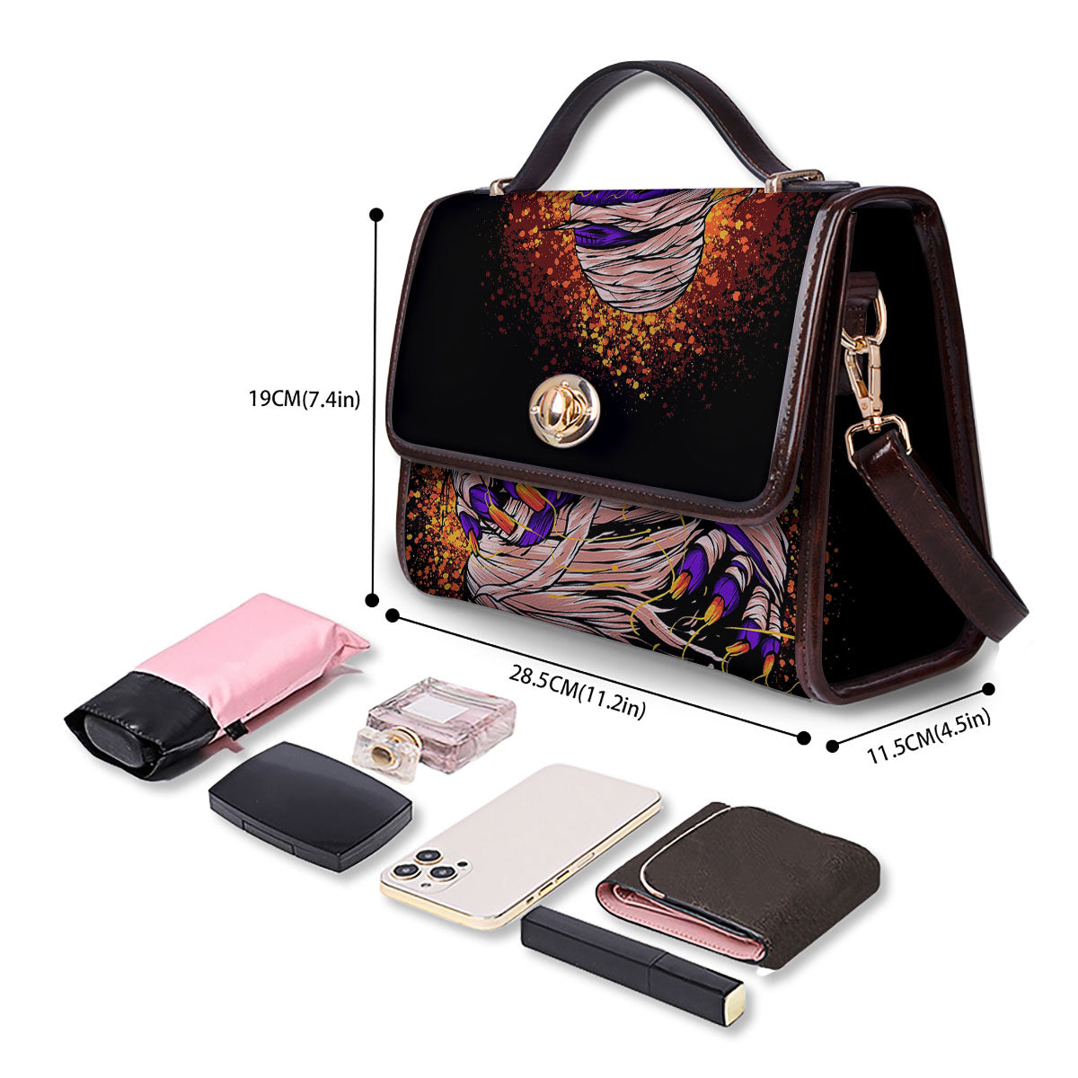 Mummy Halloween Print Women's Satchel Bag - Image 4