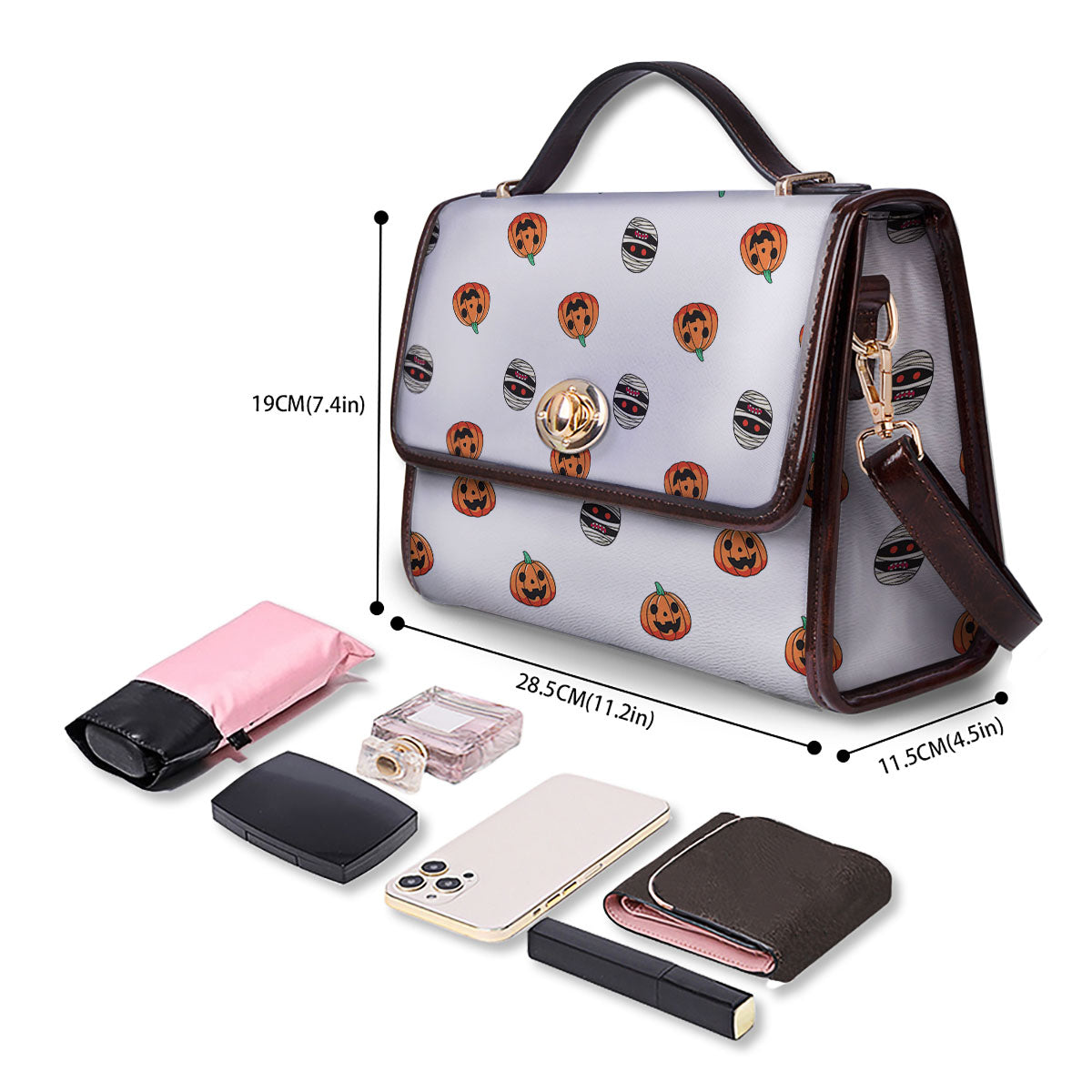 Mummy Halloween Print Pattern Women's Satchel Bag - Image 4