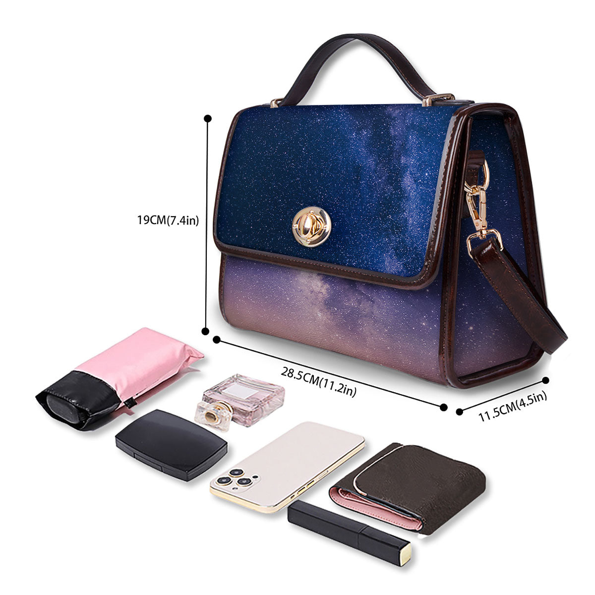 Milky Way Night Sky Print Women's Satchel Bag - Image 4