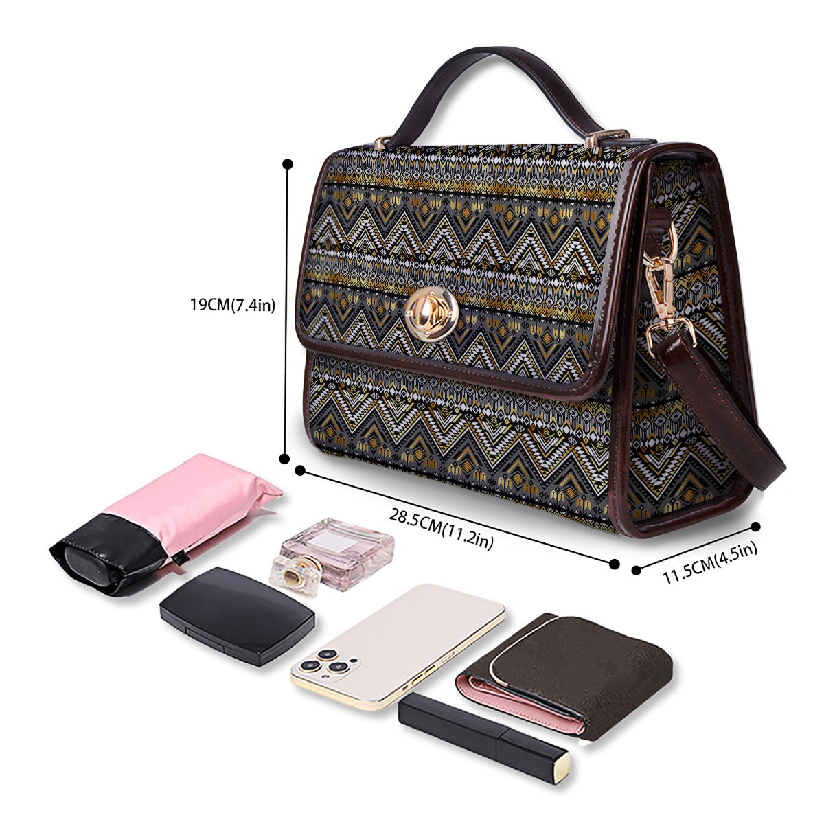 Navajo Native Tribal Print Pattern Women's Satchel Bag - Image 4