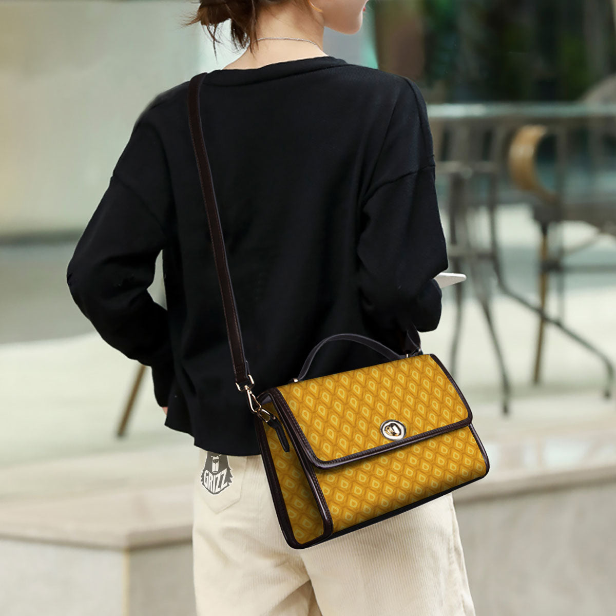 Texture Pineapple Print Pattern Women's Satchel Bag - Image 3