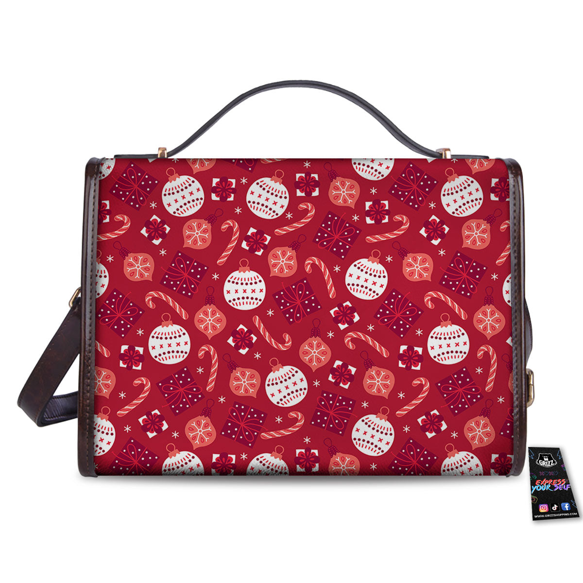 Elements Merry Christmas Print Pattern Women's Satchel Bag - Image 2