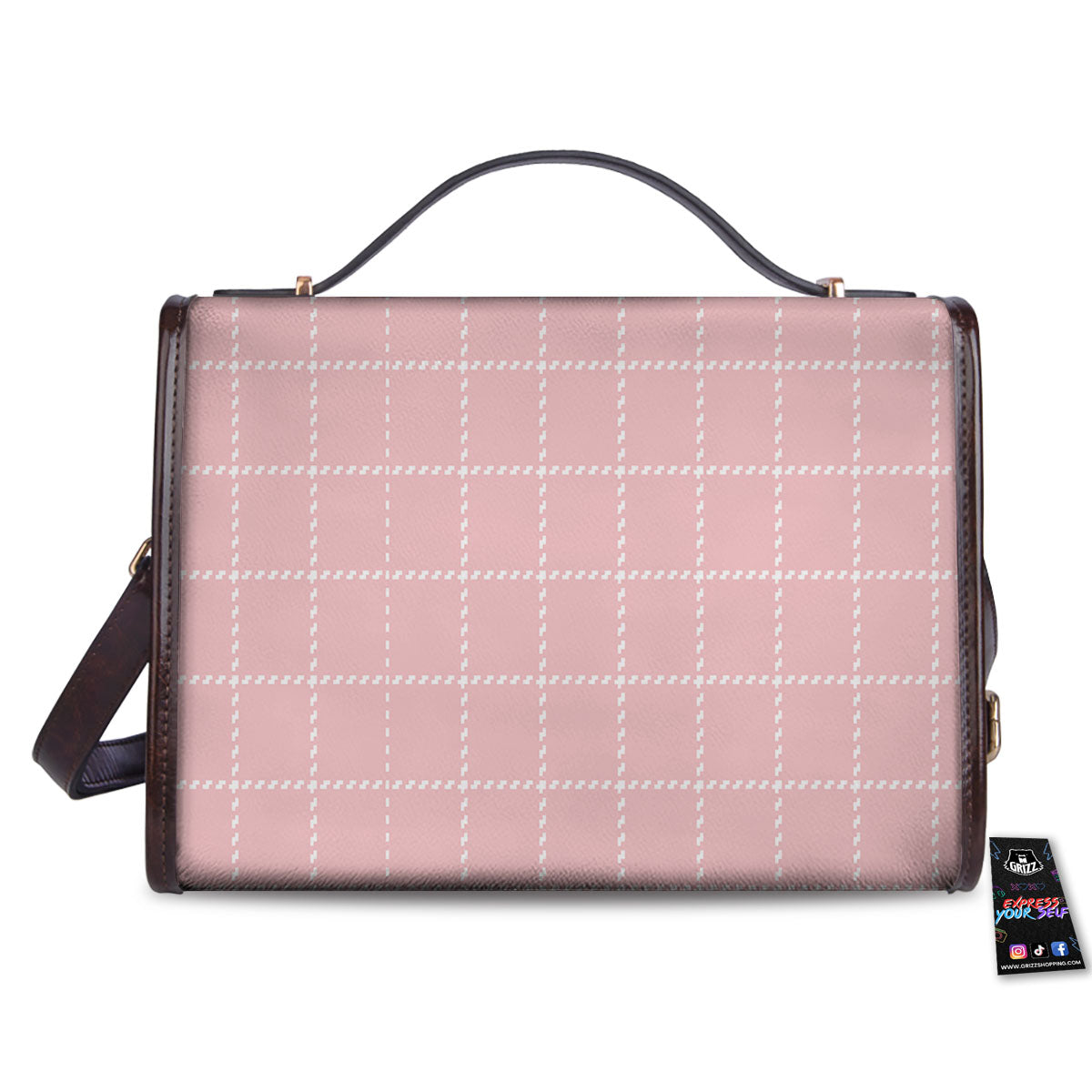 Tattersall Pastel Pink Print Pattern Women's Satchel Bag - Image 2