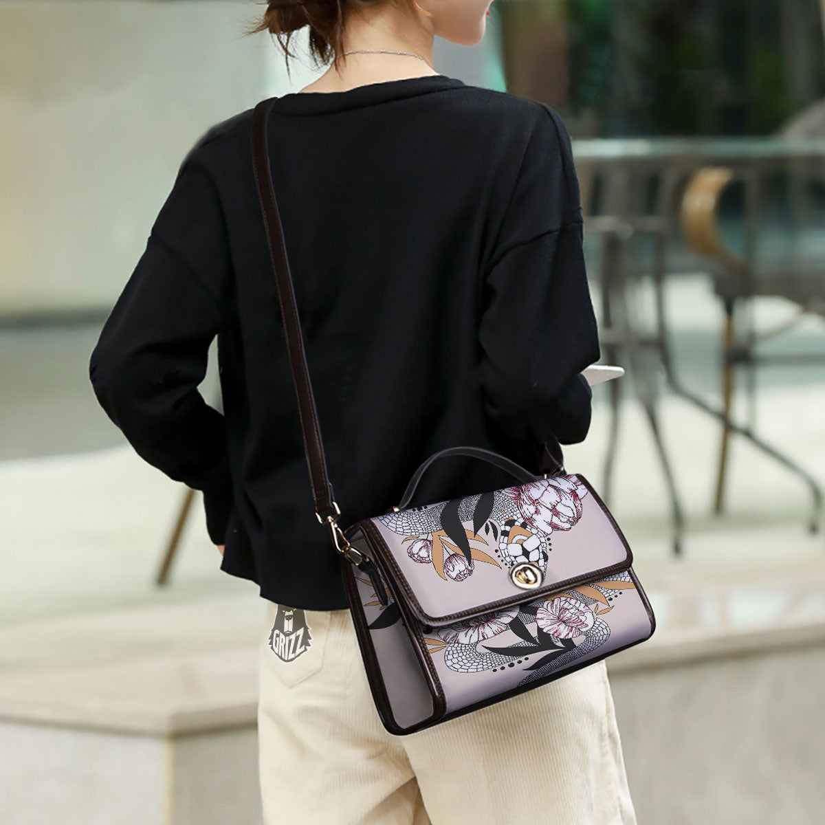 Tattoo Japanese Snake Print Women's Satchel Bag - Image 3