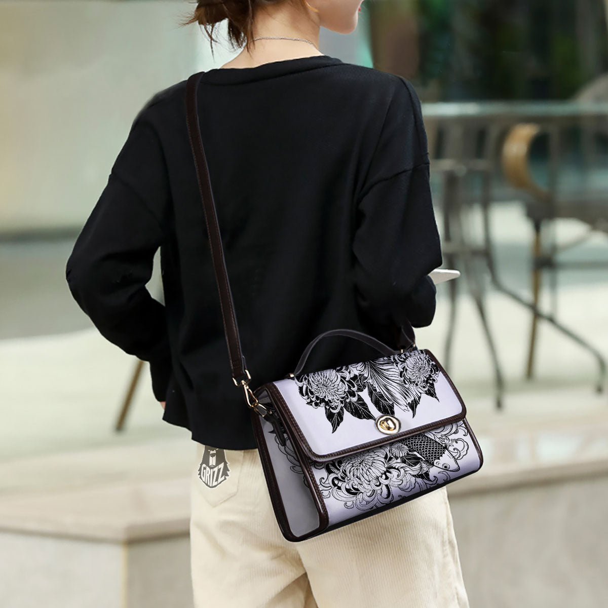 Tattoo Japanese Elemental Print Women's Satchel Bag - Image 3
