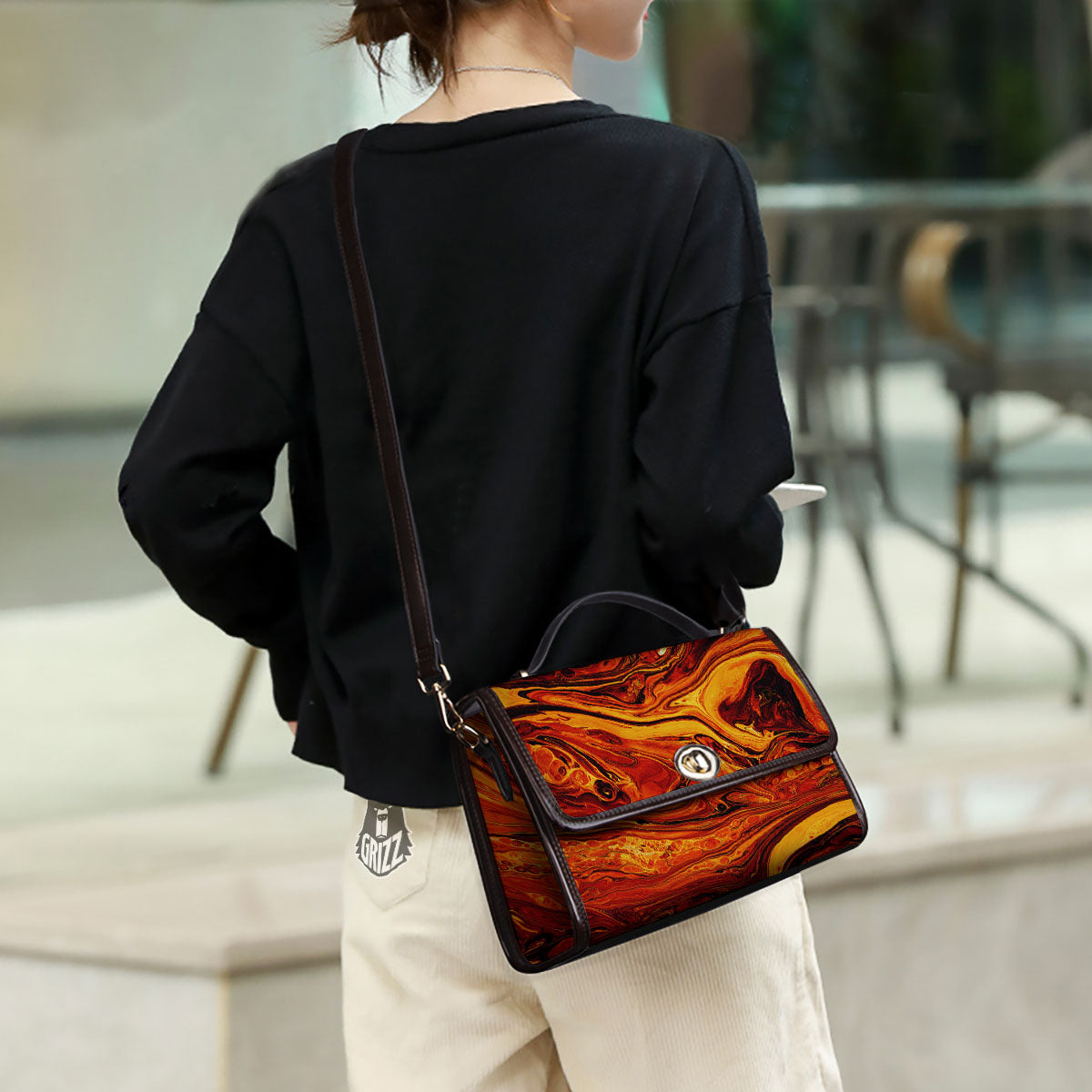 Texture Lava Print Women's Satchel Bag - Image 3