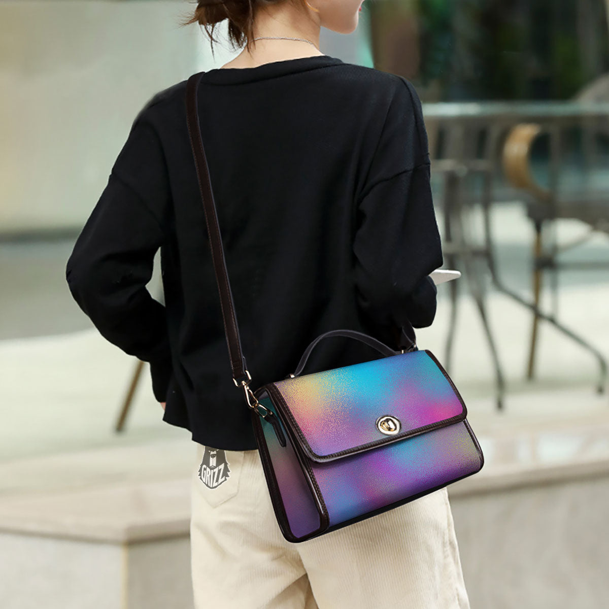 Texture Holographic Print Women's Satchel Bag - Image 3