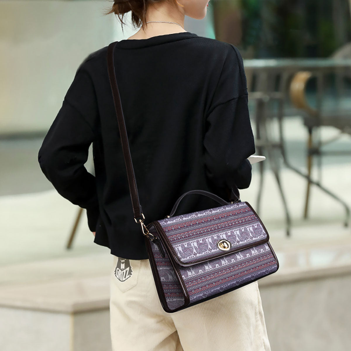 Elephant Indian Bohemian Print Pattern Women's Satchel Bag - Image 3
