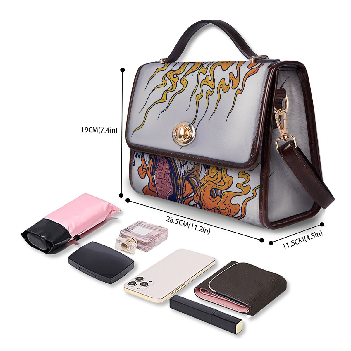 Tattoo Japanese Tiger Print Women's Satchel Bag - Image 4