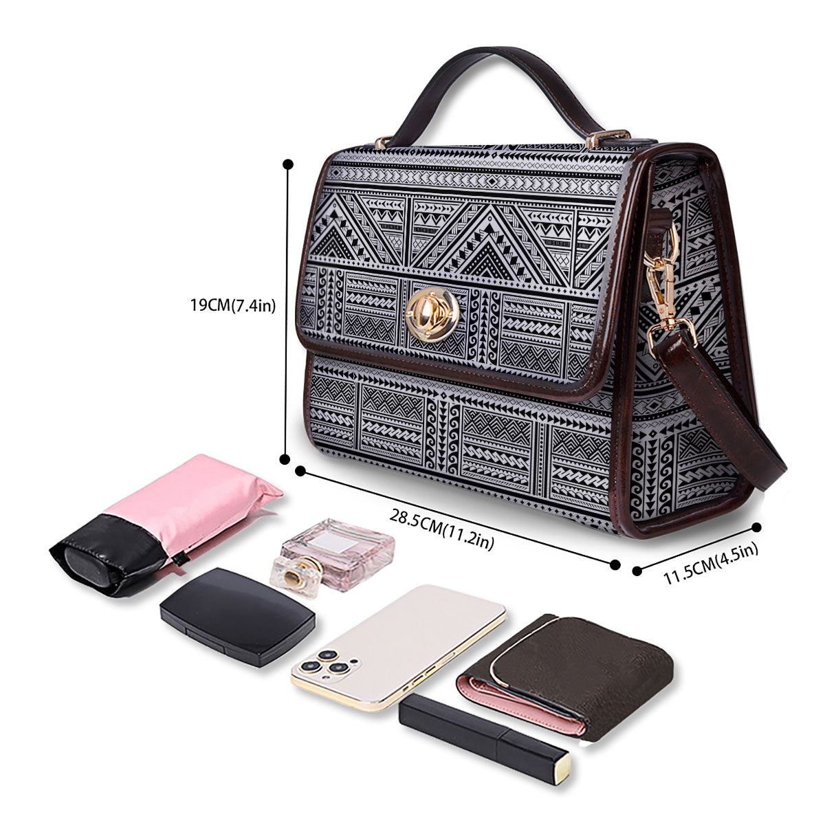 Tattoo Maori Polynesian Print Pattern Women's Satchel Bag - Image 4