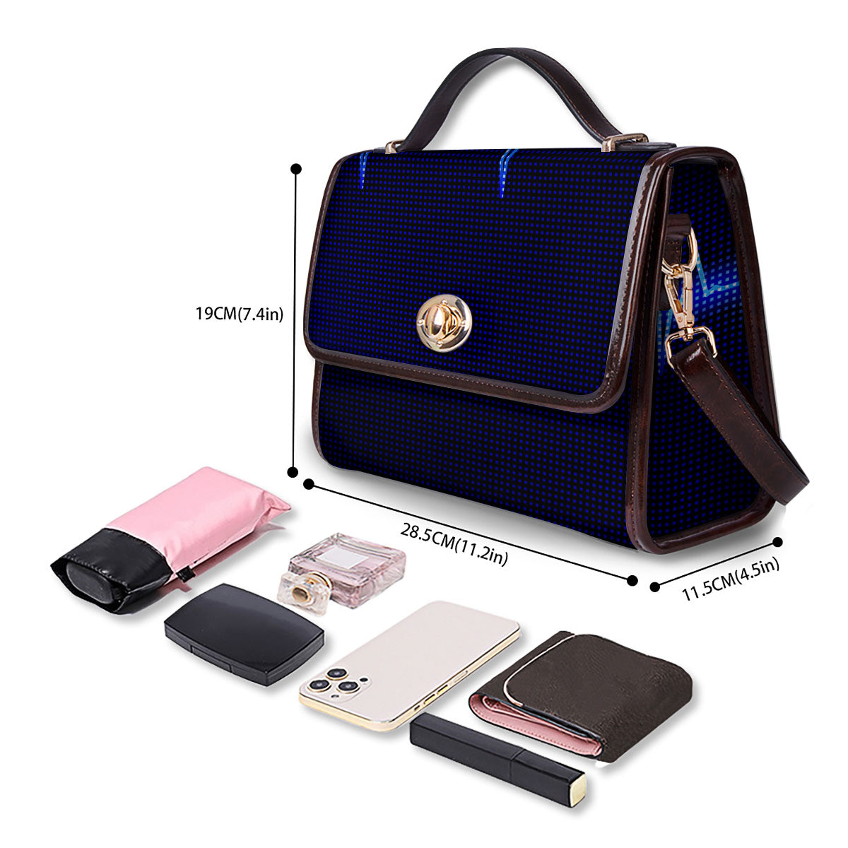 Electrocardiogram Heartbeat Print Women's Satchel Bag - Image 4