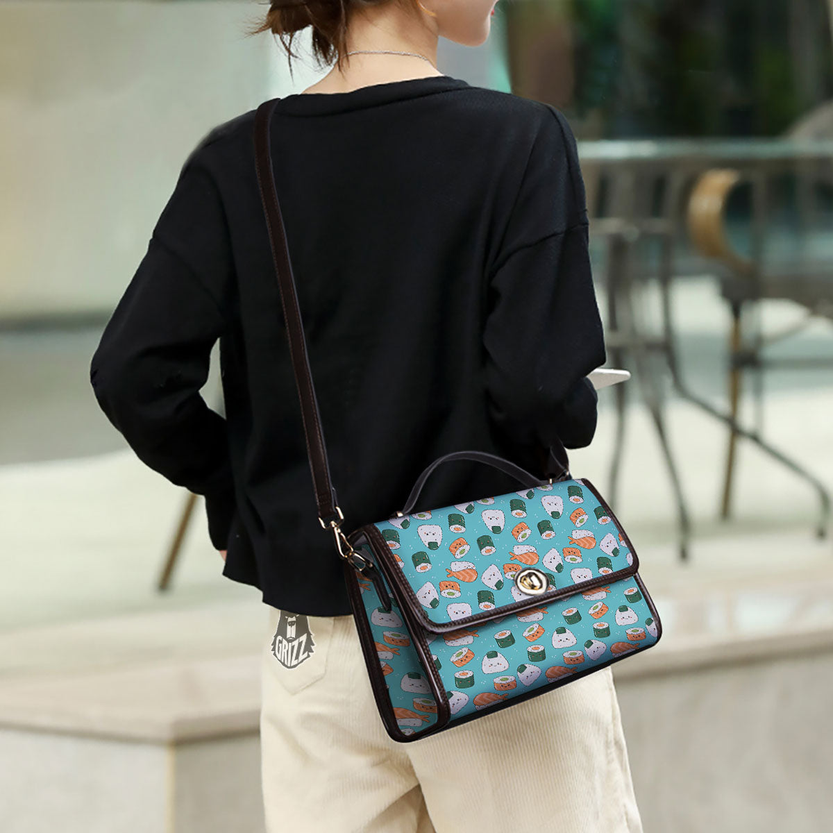 Sushi Kawaii Japanese Print Pattern Women's Satchel Bag - Image 3