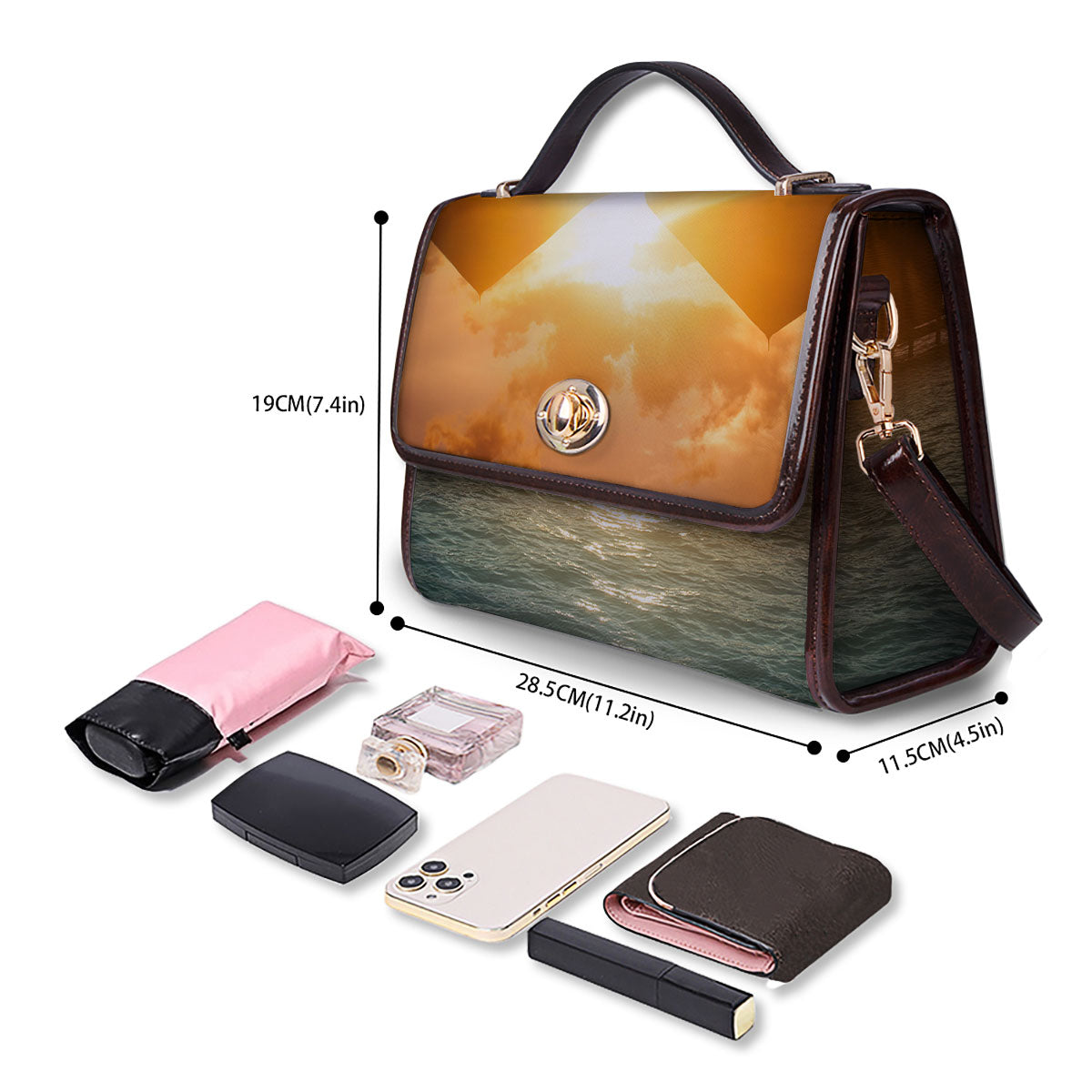Sunset Maldives Print Women's Satchel Bag - Image 4