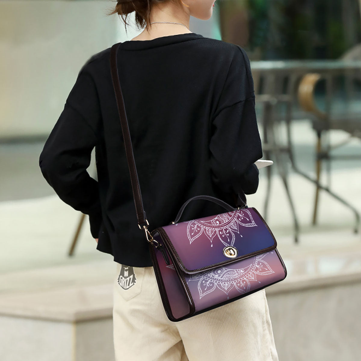 Sun Mandala Print Women's Satchel Bag - Image 3