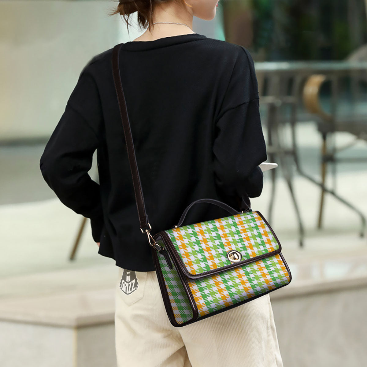 St. Patrick's Day Plaid Print Women's Satchel Bag - Image 3