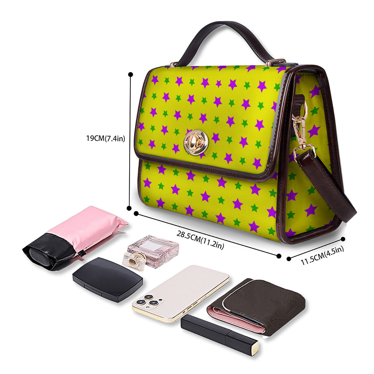 Star Mardi Gras Print Pattern Women's Satchel Bag - Image 4