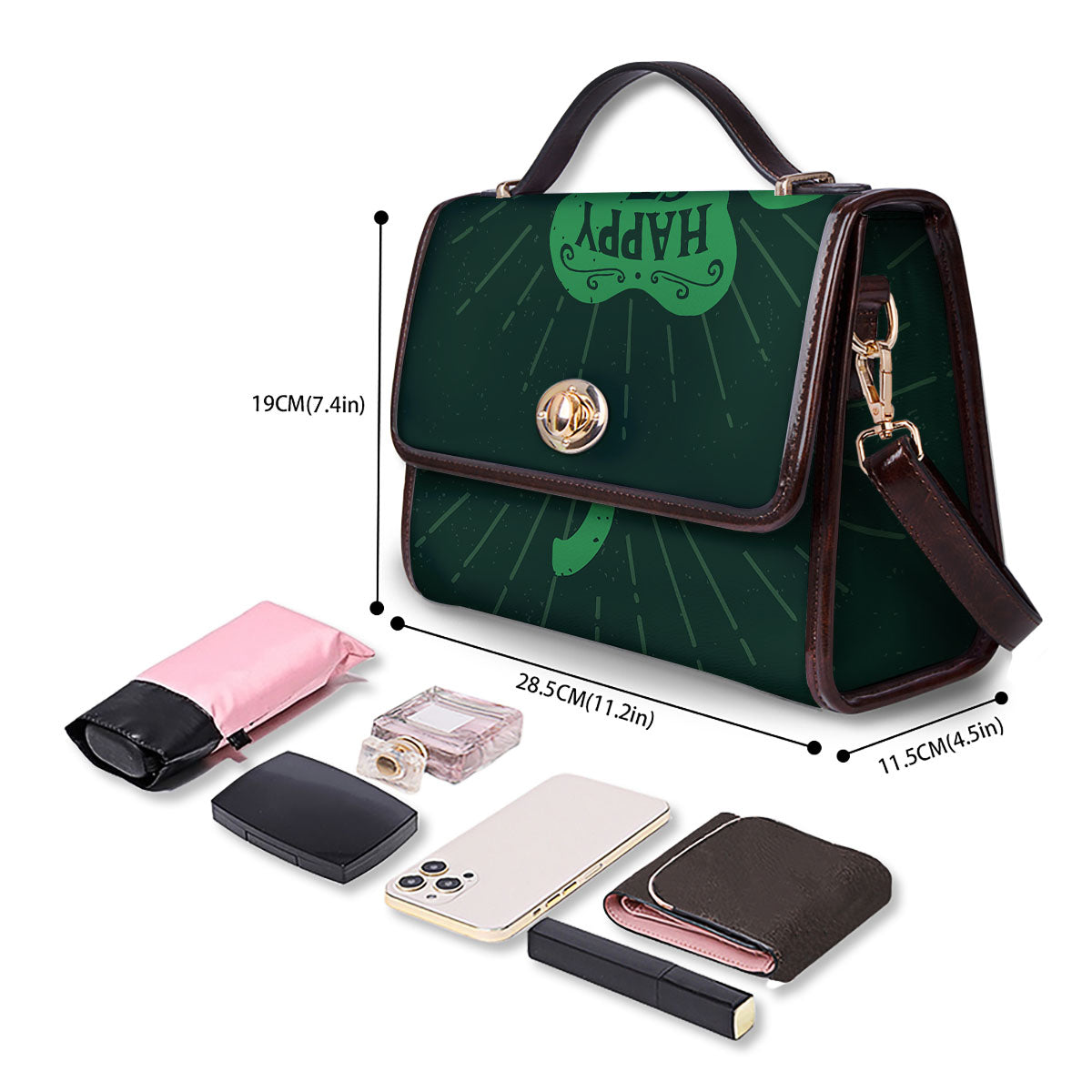 St. Patrick's Day Irish Clover Print Women's Satchel Bag - Image 4