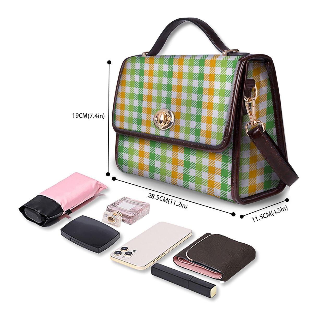 St. Patrick's Day Plaid Print Women's Satchel Bag - Image 4