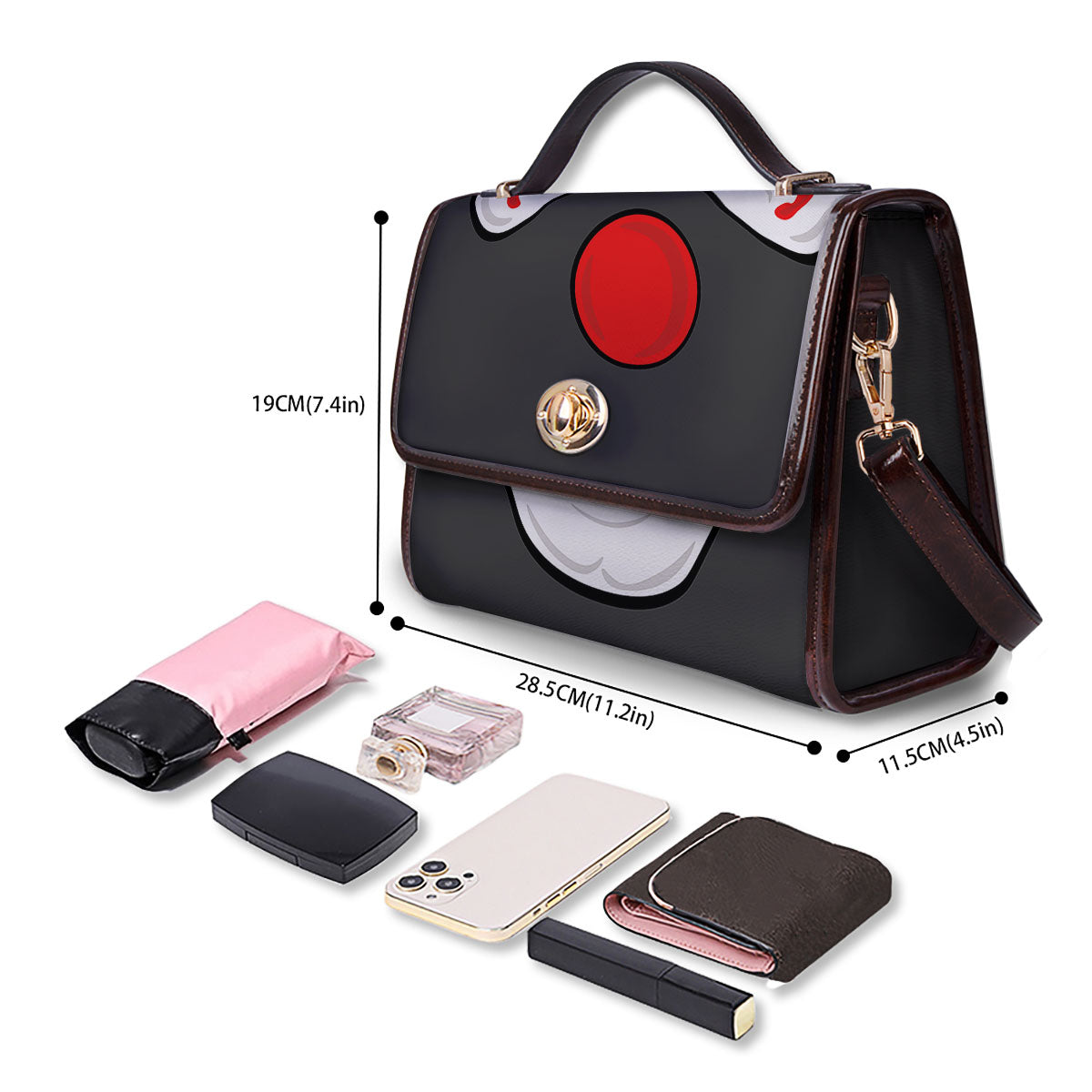 Smiling Clown Halloween Print Women's Satchel Bag - Image 4