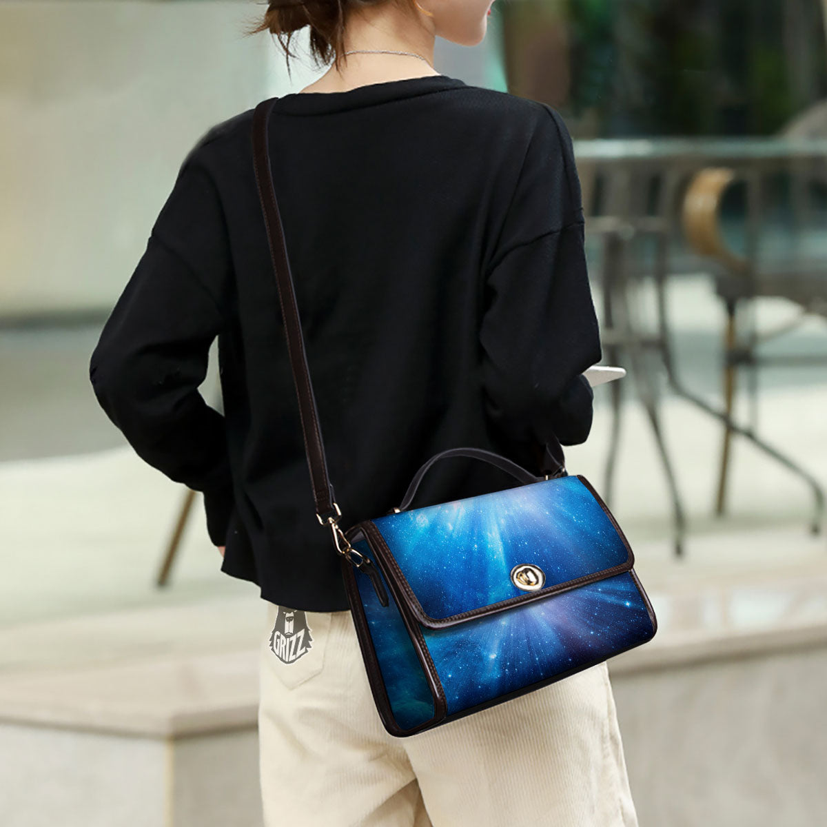 Space Light Blue Print Women's Satchel Bag - Image 3