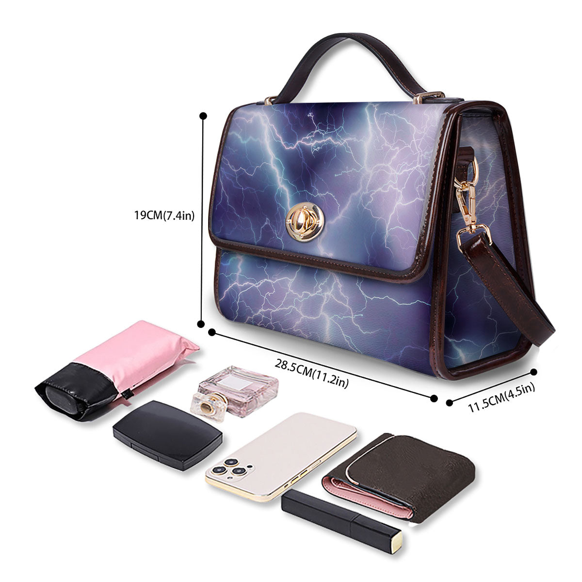 Spark Lightning Print Women's Satchel Bag - Image 4